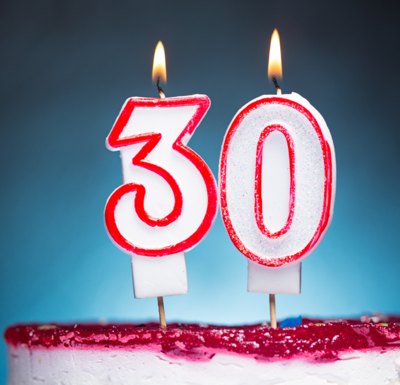30 candles on cake